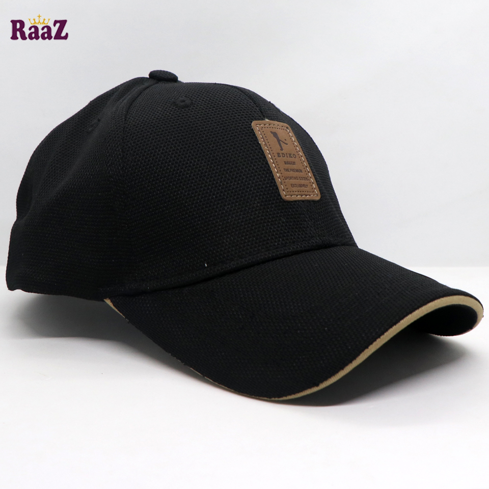 Picture of Black Cotton Adjustable Baseball Cap For Men And Women
