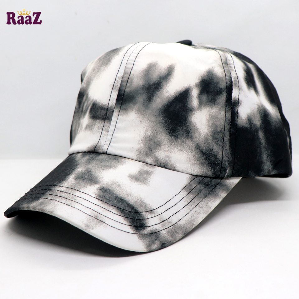 Picture of Microfiber Polyester Dye Print Black and White Baseball Cap For Men