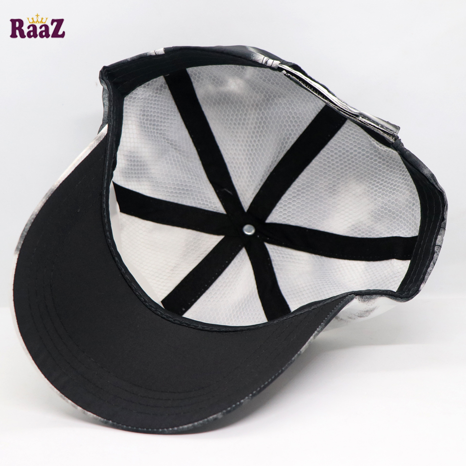 Picture of Microfiber Polyester Dye Print Black and White Baseball Cap For Men