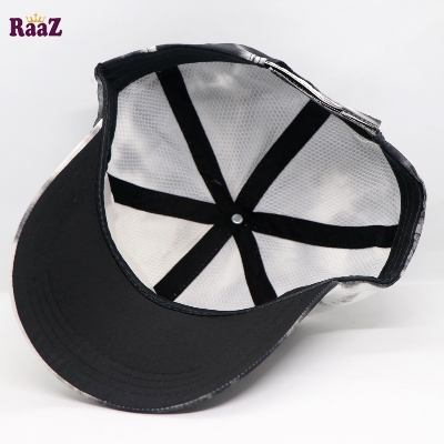 Picture of Microfiber Polyester Dye Print Black and White Baseball Cap For Men