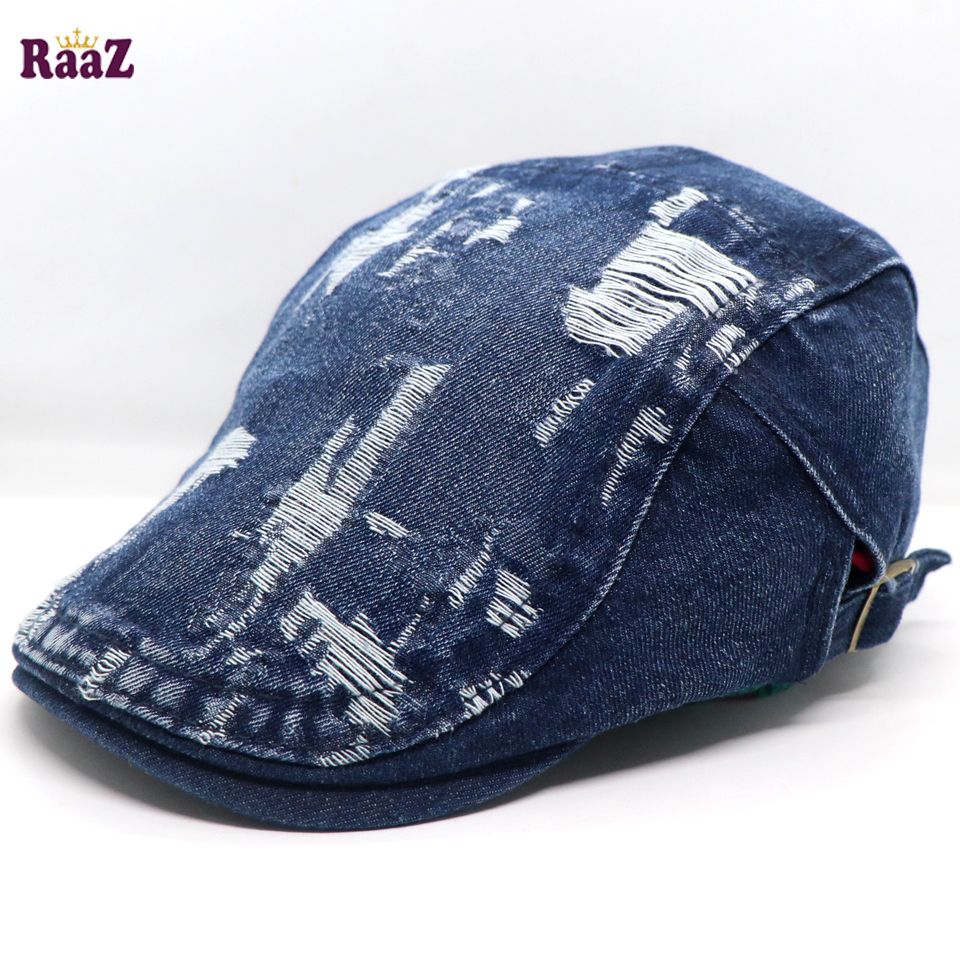 Picture of Dark Blue Denim Ripped Jeans Seasonal Golf Cap