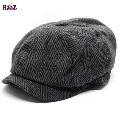 Picture of Ash Black Men's Flat Top Hat Ivy Gatsby Driving Cap Autumn Winter Newsboy Hat Octagonal Hats