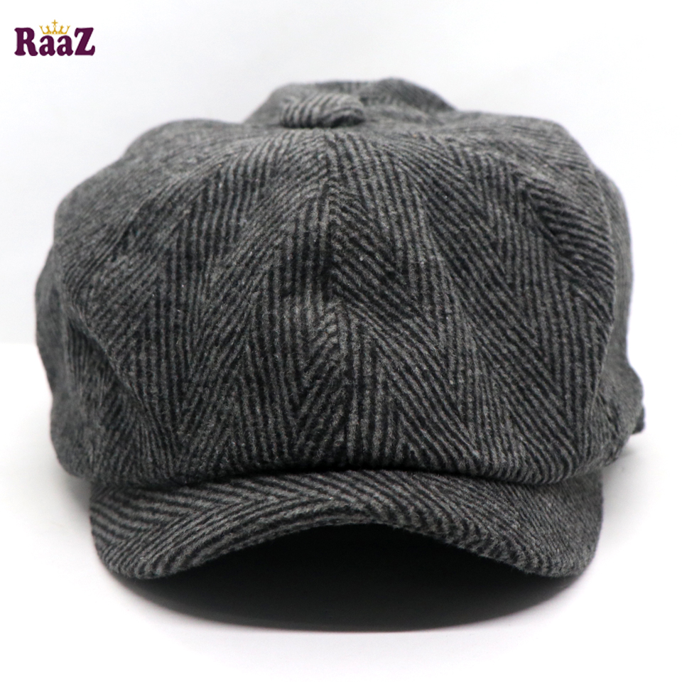 Picture of Ash Black Men's Flat Top Hat Ivy Gatsby Driving Cap Autumn Winter Newsboy Hat Octagonal Hats