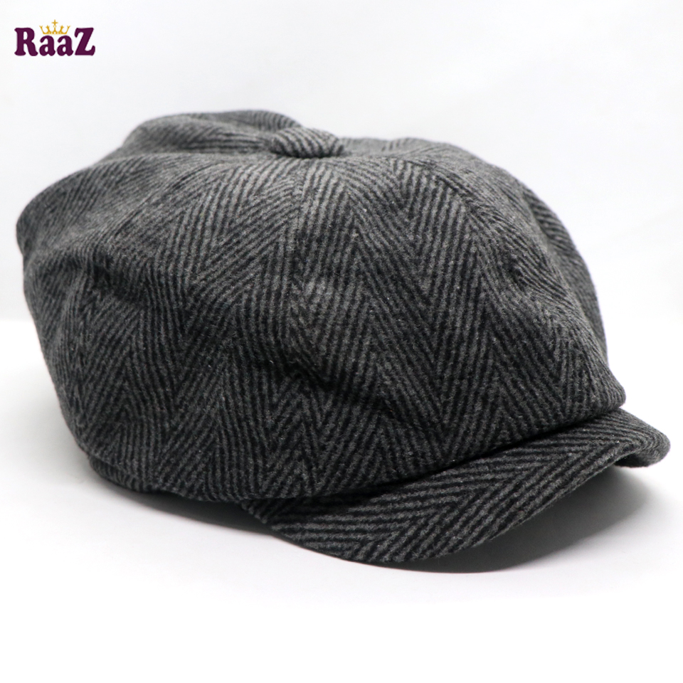 Picture of Ash Black Men's Flat Top Hat Ivy Gatsby Driving Cap Autumn Winter Newsboy Hat Octagonal Hats
