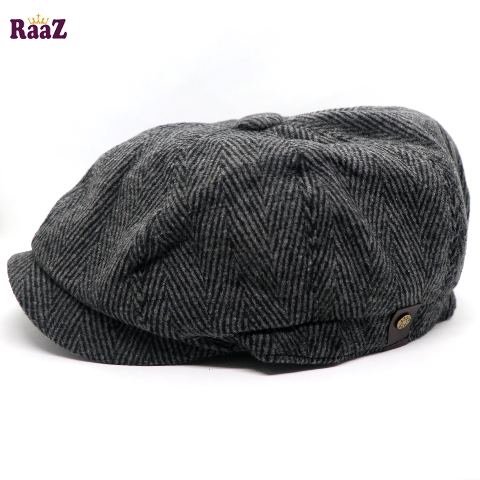 Picture of Ash Black Men's Flat Top Hat Ivy Gatsby Driving Cap Autumn Winter Newsboy Hat Octagonal Hats