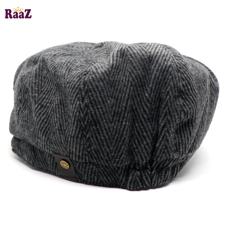 Picture of Ash Black Men's Flat Top Hat Ivy Gatsby Driving Cap Autumn Winter Newsboy Hat Octagonal Hats
