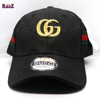 Picture of Black Premium Fabric GG Logo Imported Curved Visor Cap