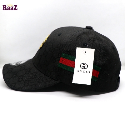 Picture of Black Premium Fabric GG Logo Imported Curved Visor Cap