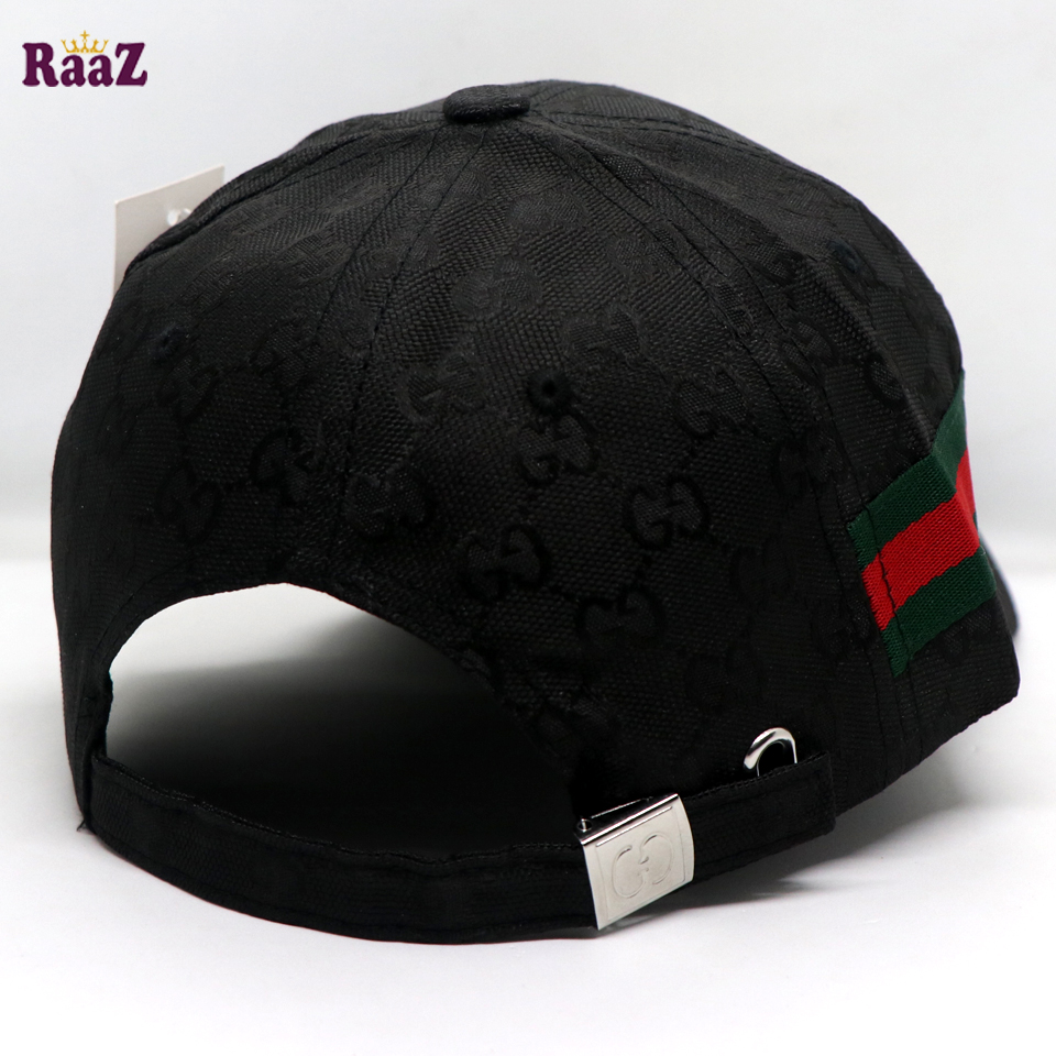 Picture of Black Premium Fabric GG Logo Imported Curved Visor Cap