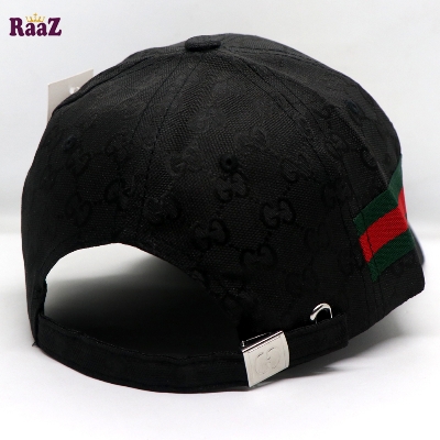 Picture of Black Premium Fabric GG Logo Imported Curved Visor Cap