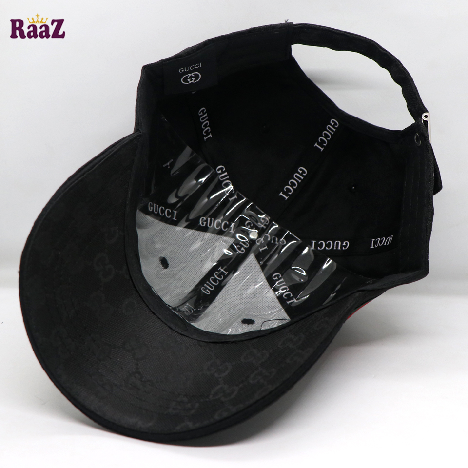 Picture of Black Premium Fabric GG Logo Imported Curved Visor Cap