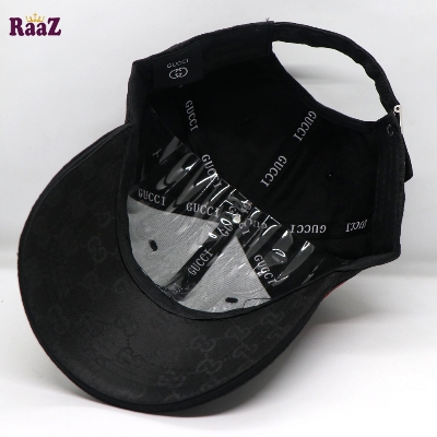Picture of Black Premium Fabric GG Logo Imported Curved Visor Cap