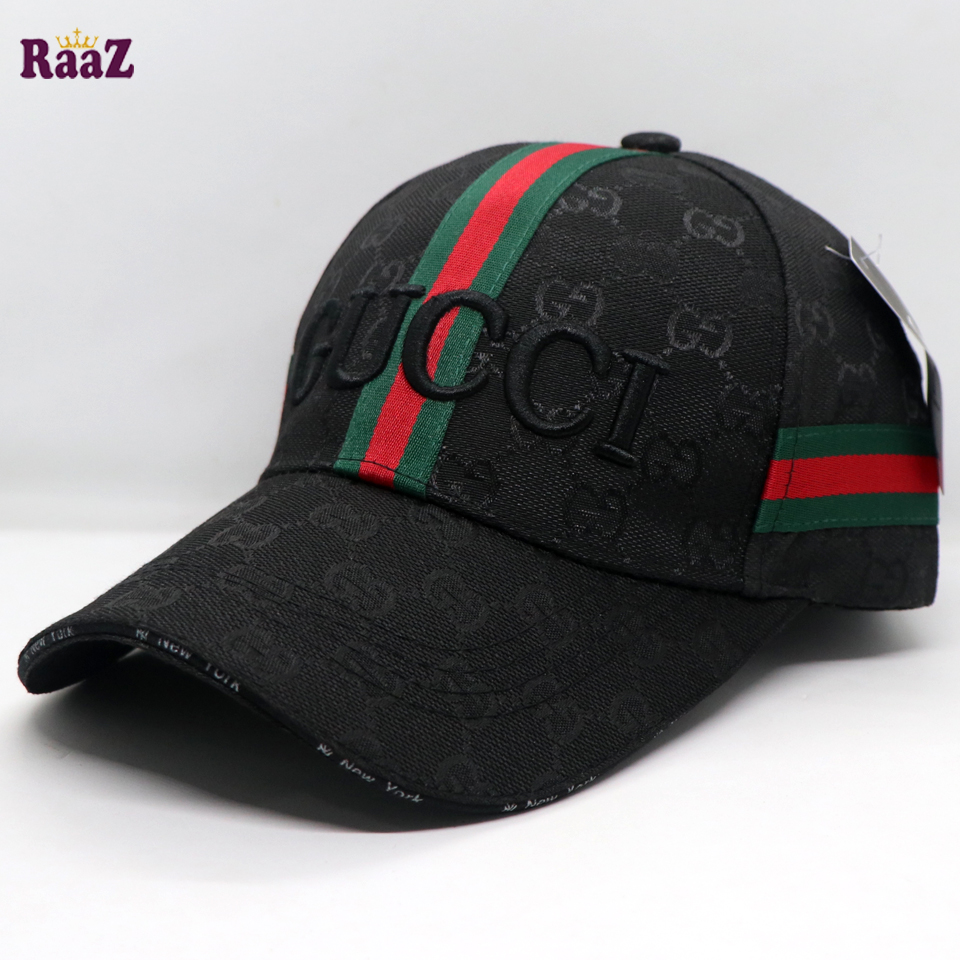 Picture of Black GG Embroidery Logo Red Green Stripe Imported Premium Cap