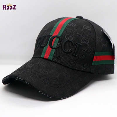 Picture of Black GG Embroidery Logo Red Green Stripe Imported Premium Cap
