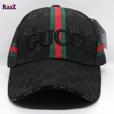 Picture of Black GG Embroidery Logo Red Green Stripe Imported Premium Cap