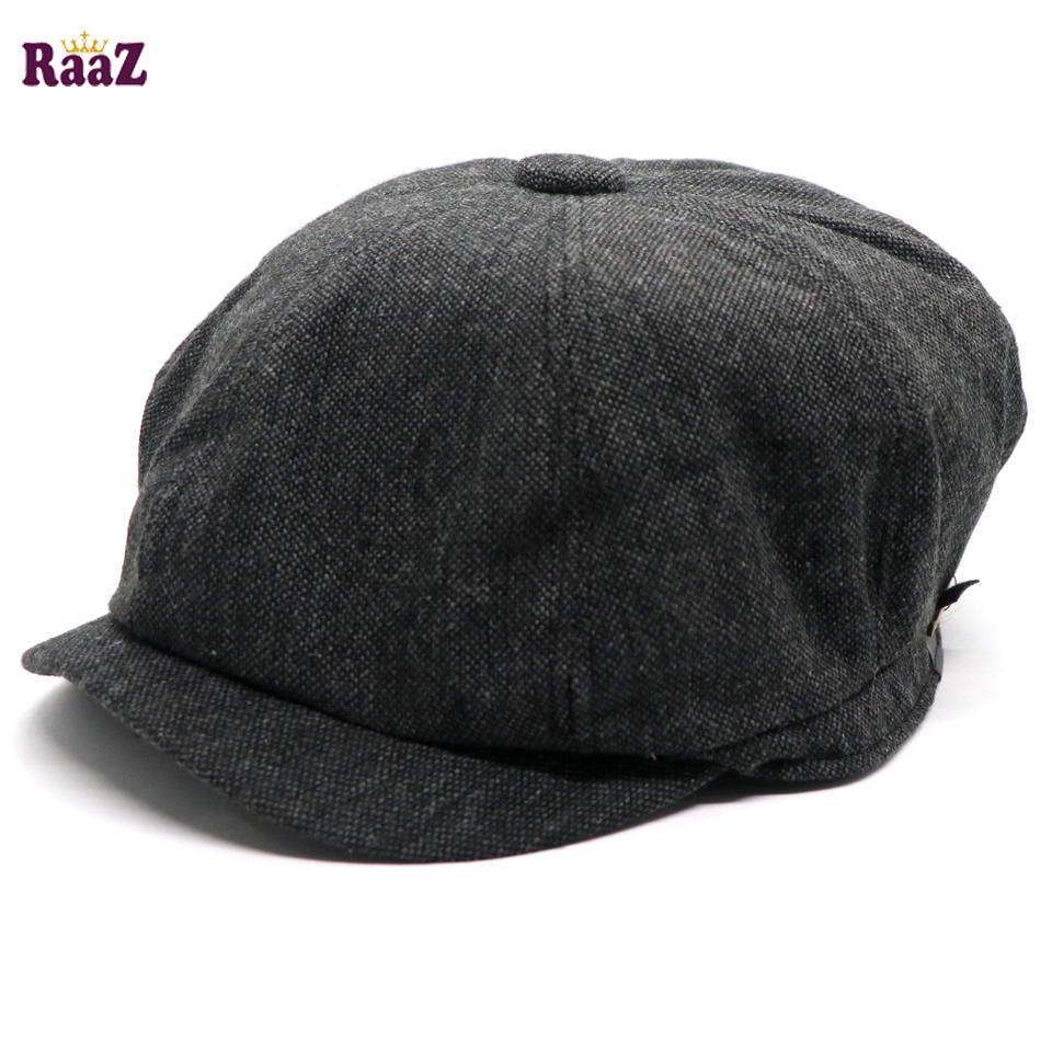 Picture of Black Men's Flat Top Hat Ivy Gatsby Driving Cap Autumn Winter Newsboy Hat Octagonal Hats