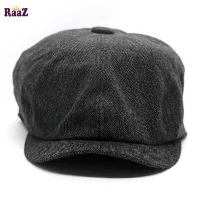 Picture of Black Men's Flat Top Hat Ivy Gatsby Driving Cap Autumn Winter Newsboy Hat Octagonal Hats