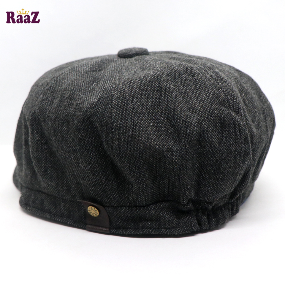 Picture of Black Men's Flat Top Hat Ivy Gatsby Driving Cap Autumn Winter Newsboy Hat Octagonal Hats