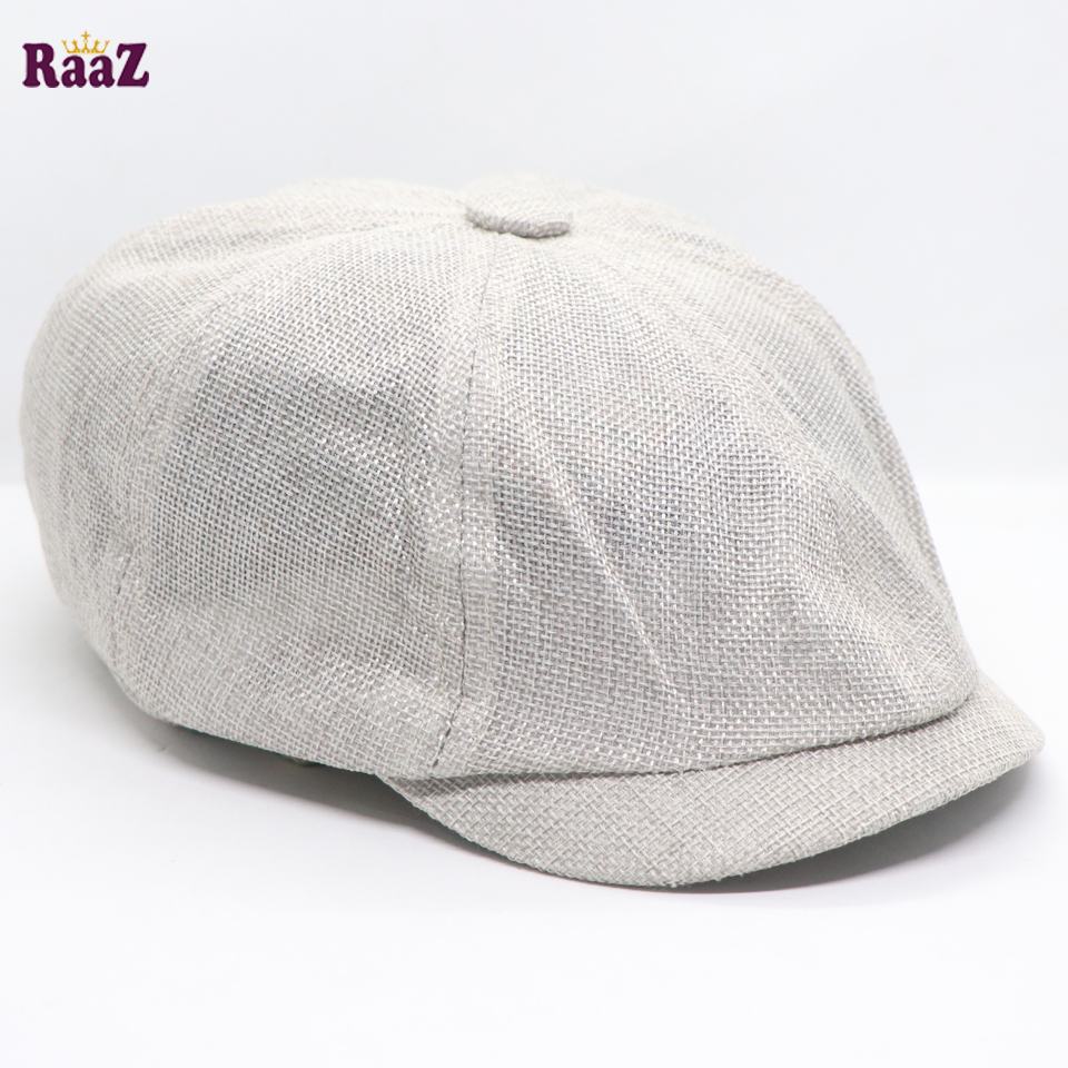 Picture of White Men's Flat Top Hat Ivy Gatsby Driving Cap Autumn Winter Newsboy Hat Octagonal Hats