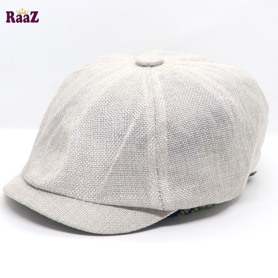 Picture of White Men's Flat Top Hat Ivy Gatsby Driving Cap Autumn Winter Newsboy Hat Octagonal Hats