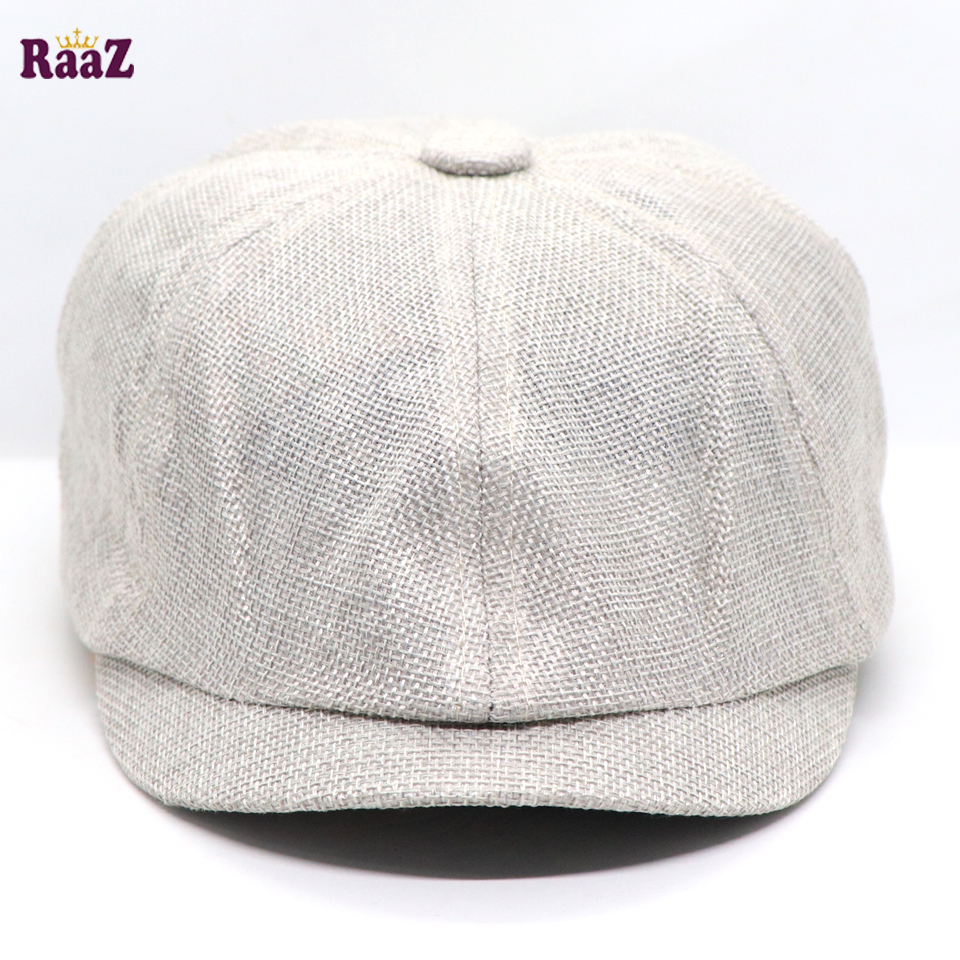 Picture of White Men's Flat Top Hat Ivy Gatsby Driving Cap Autumn Winter Newsboy Hat Octagonal Hats
