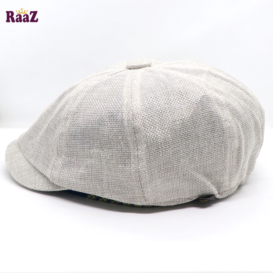 Picture of White Men's Flat Top Hat Ivy Gatsby Driving Cap Autumn Winter Newsboy Hat Octagonal Hats