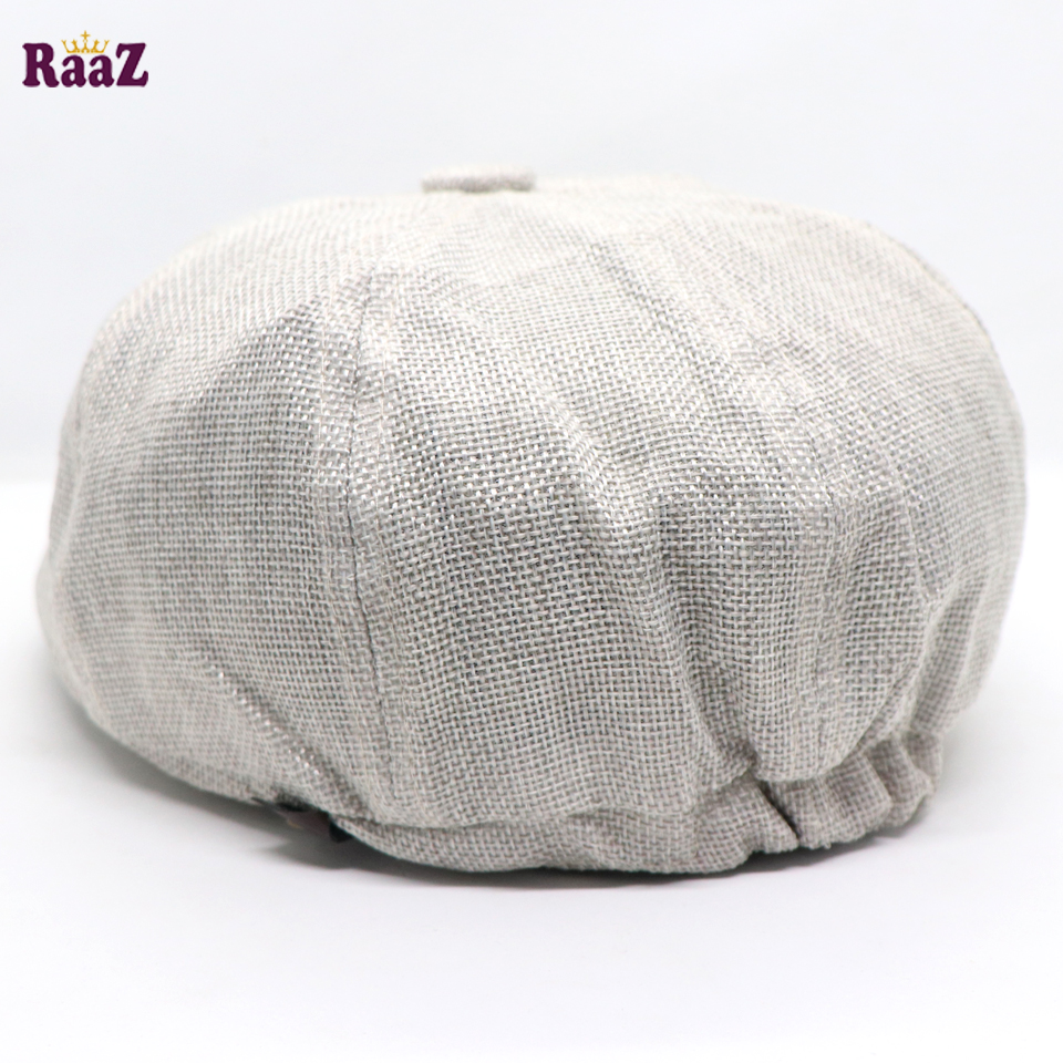 Picture of White Men's Flat Top Hat Ivy Gatsby Driving Cap Autumn Winter Newsboy Hat Octagonal Hats