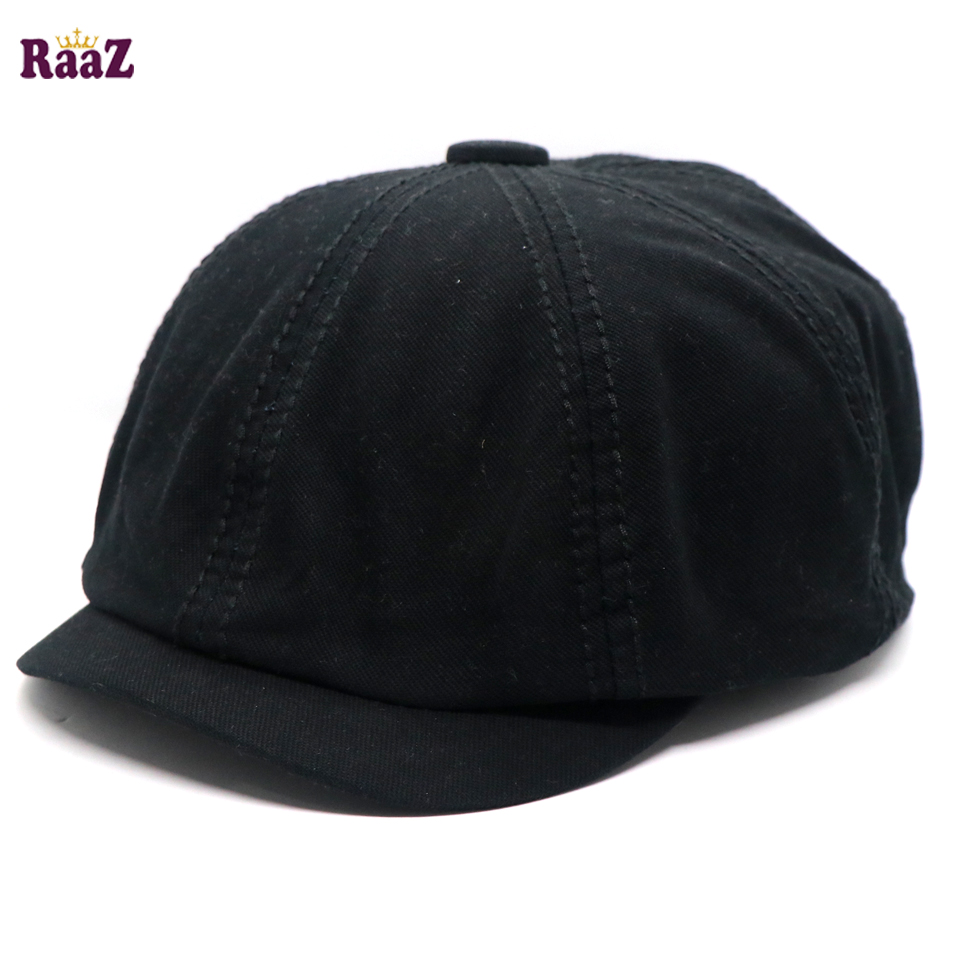 Picture of Black Men's Flat Top Hat Ivy Gatsby Driving Cap Autumn Winter Newsboy Hat Octagonal Hats