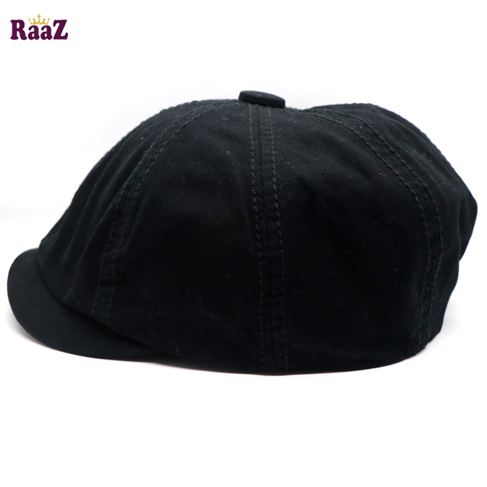 Picture of Black Men's Flat Top Hat Ivy Gatsby Driving Cap Autumn Winter Newsboy Hat Octagonal Hats