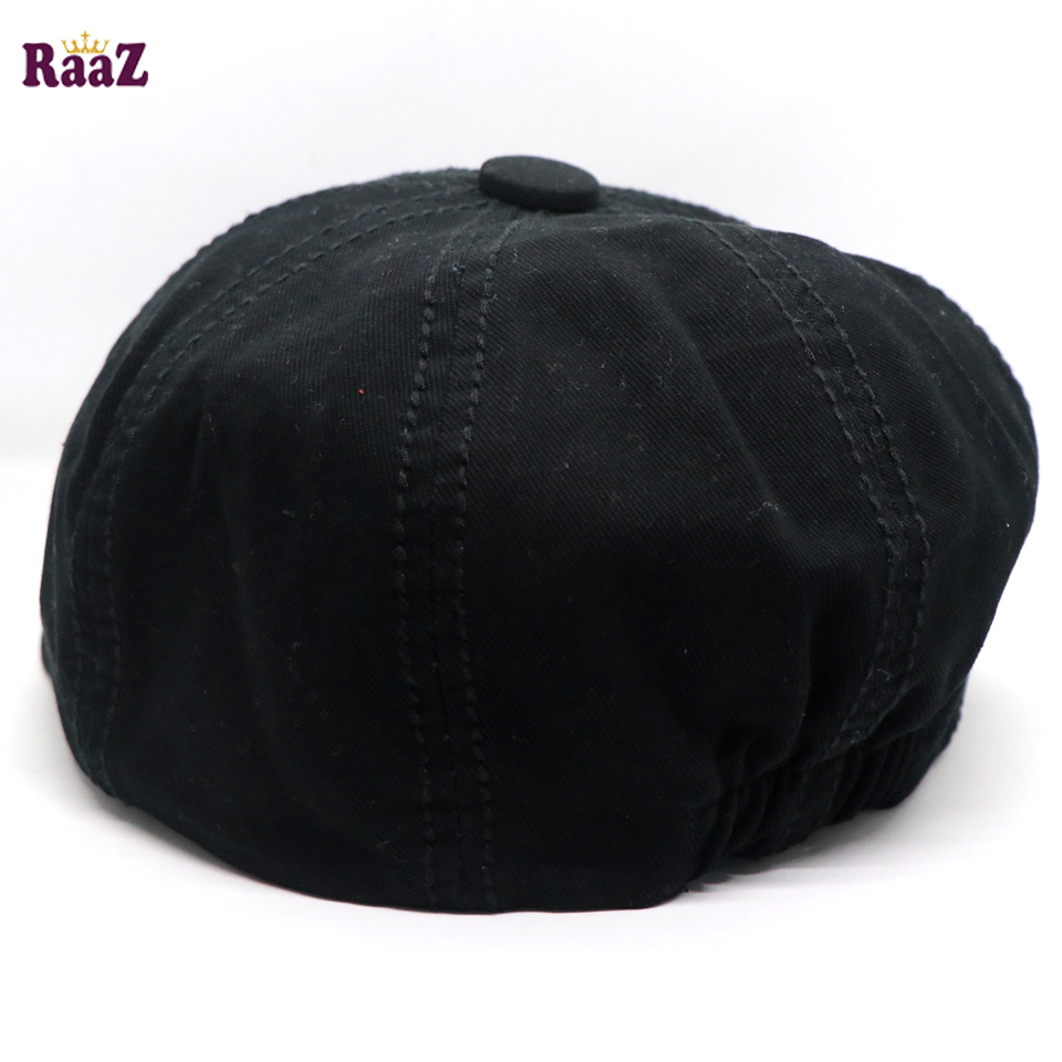 Picture of Black Men's Flat Top Hat Ivy Gatsby Driving Cap Autumn Winter Newsboy Hat Octagonal Hats