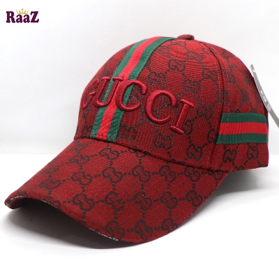 Picture of Maroon GG Embroidery Logo Red Green Stripe Imported Premium Cap