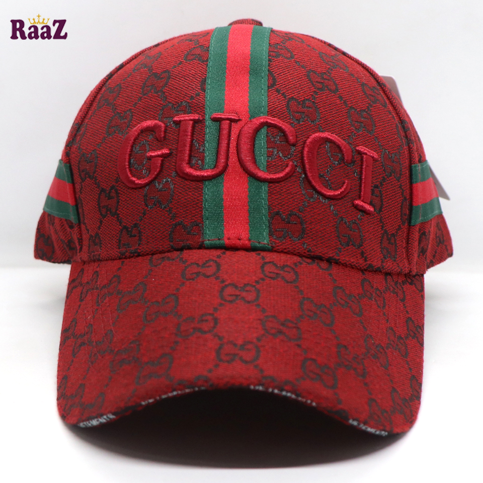 Picture of Maroon GG Embroidery Logo Red Green Stripe Imported Premium Cap