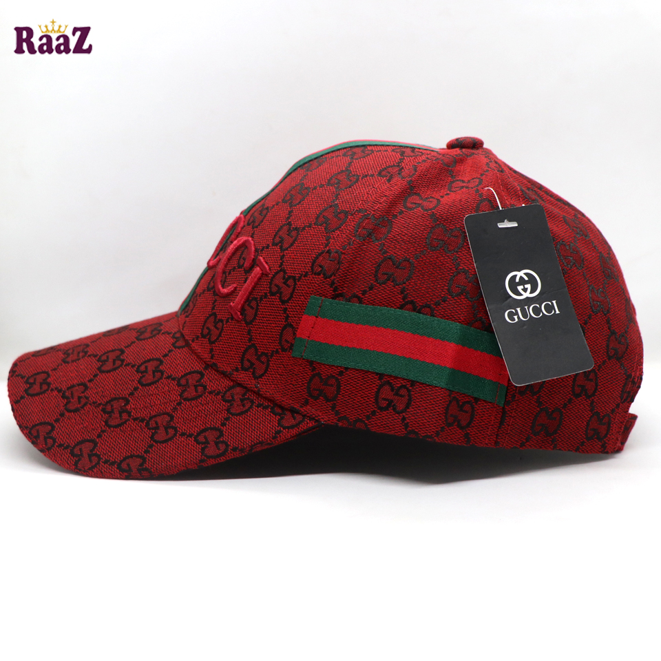Picture of Maroon GG Embroidery Logo Red Green Stripe Imported Premium Cap