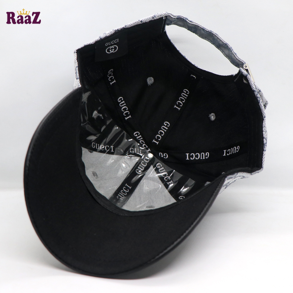 Picture of Coffee GG Metal Logo Leather Imported Curved Visor Cap