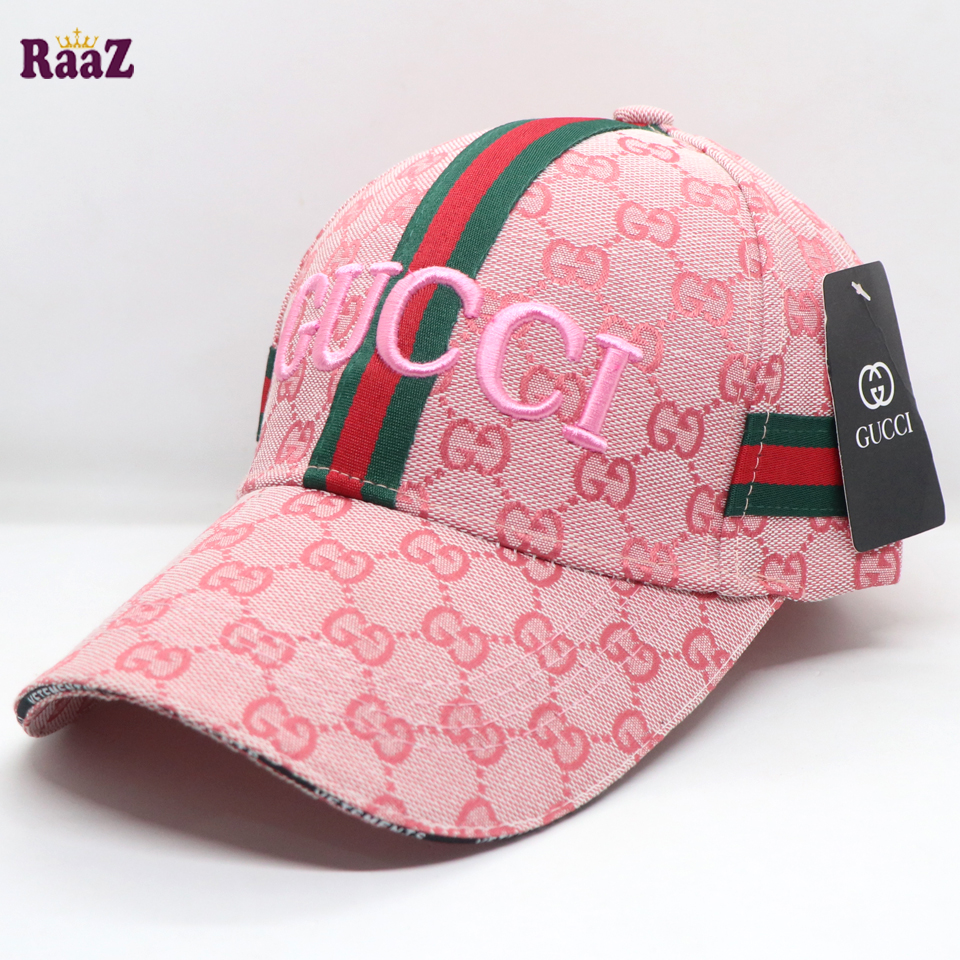 Picture of Pink GG Embroidery Logo Red Green Stripe Imported Premium Cap