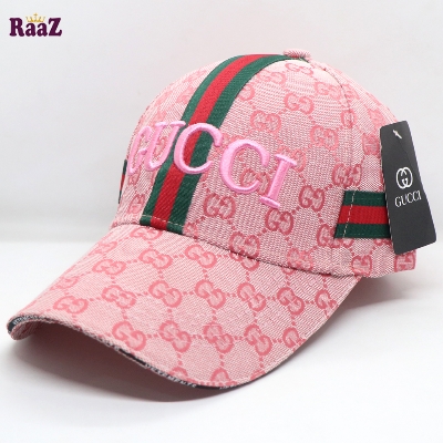 Picture of Pink GG Embroidery Logo Red Green Stripe Imported Premium Cap