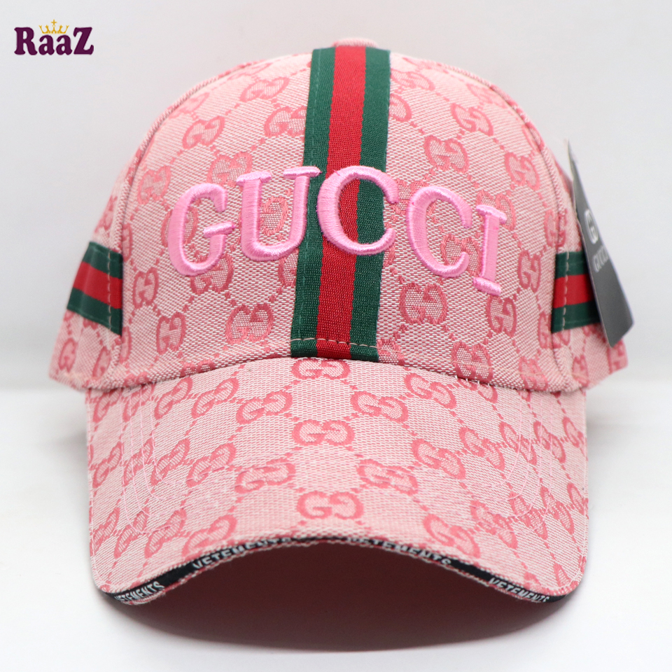 Picture of Pink GG Embroidery Logo Red Green Stripe Imported Premium Cap