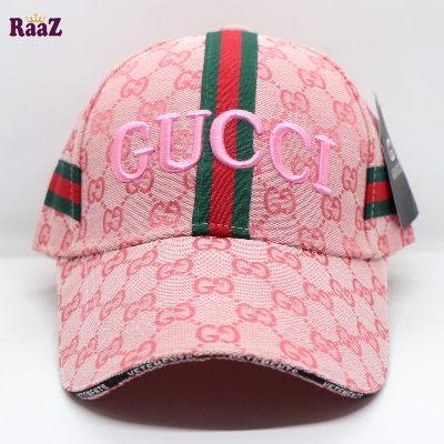 Picture of Pink GG Embroidery Logo Red Green Stripe Imported Premium Cap