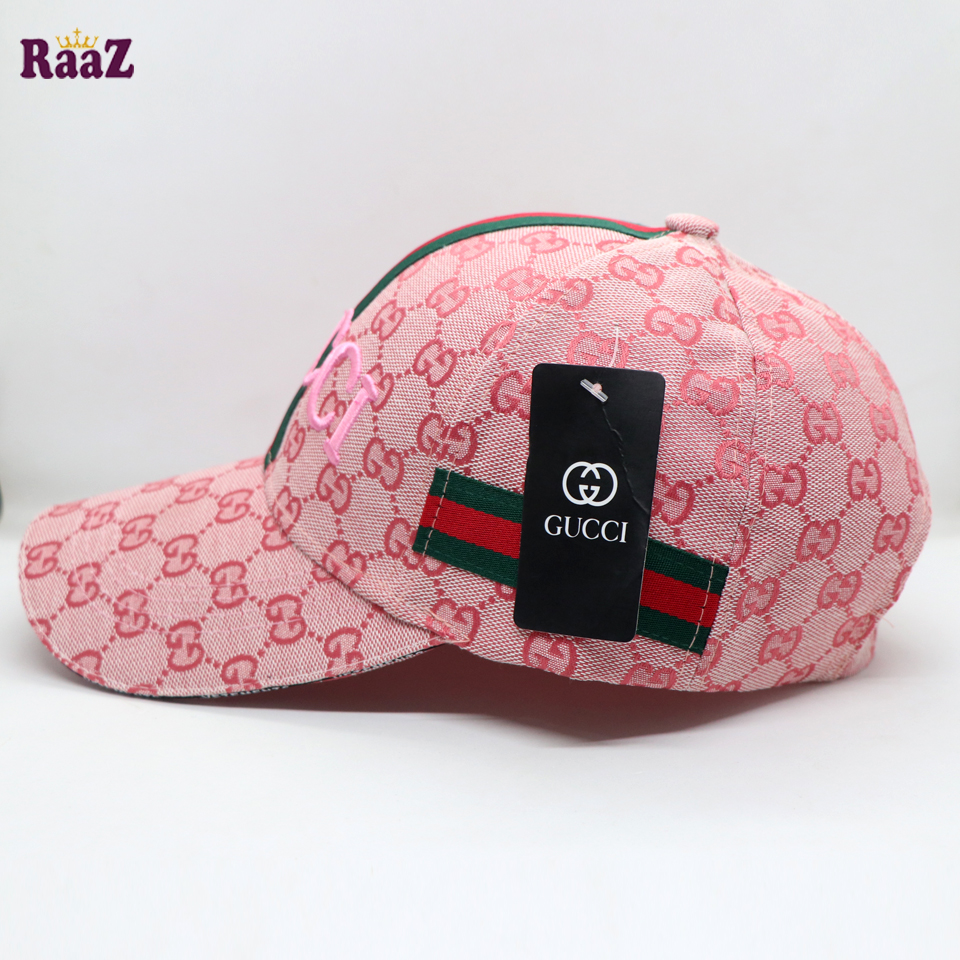 Picture of Pink GG Embroidery Logo Red Green Stripe Imported Premium Cap