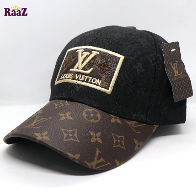 Picture of Black Coffee Leather Dual Tone Imported Curved Visor Cap