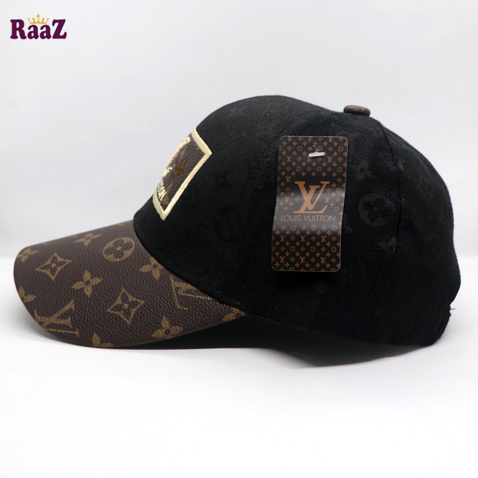 Picture of Black Coffee Leather Dual Tone Imported Curved Visor Cap