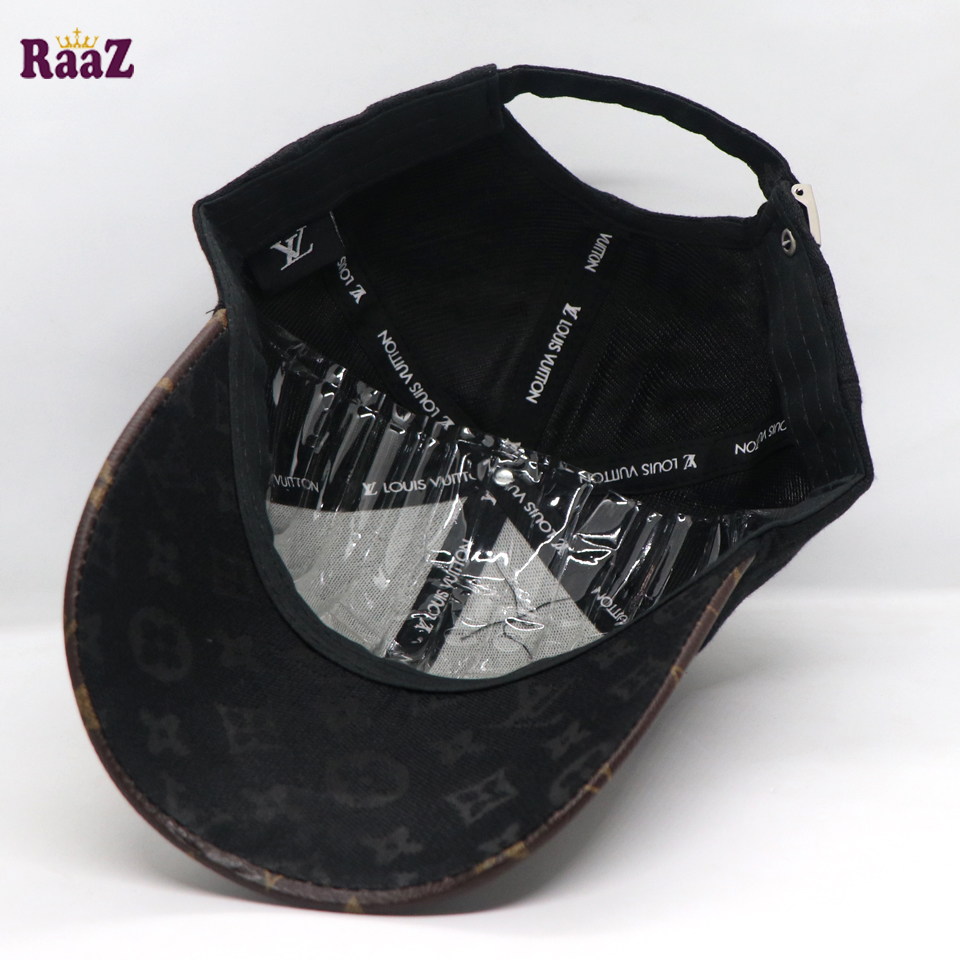 Picture of Black Coffee Leather Dual Tone Imported Curved Visor Cap