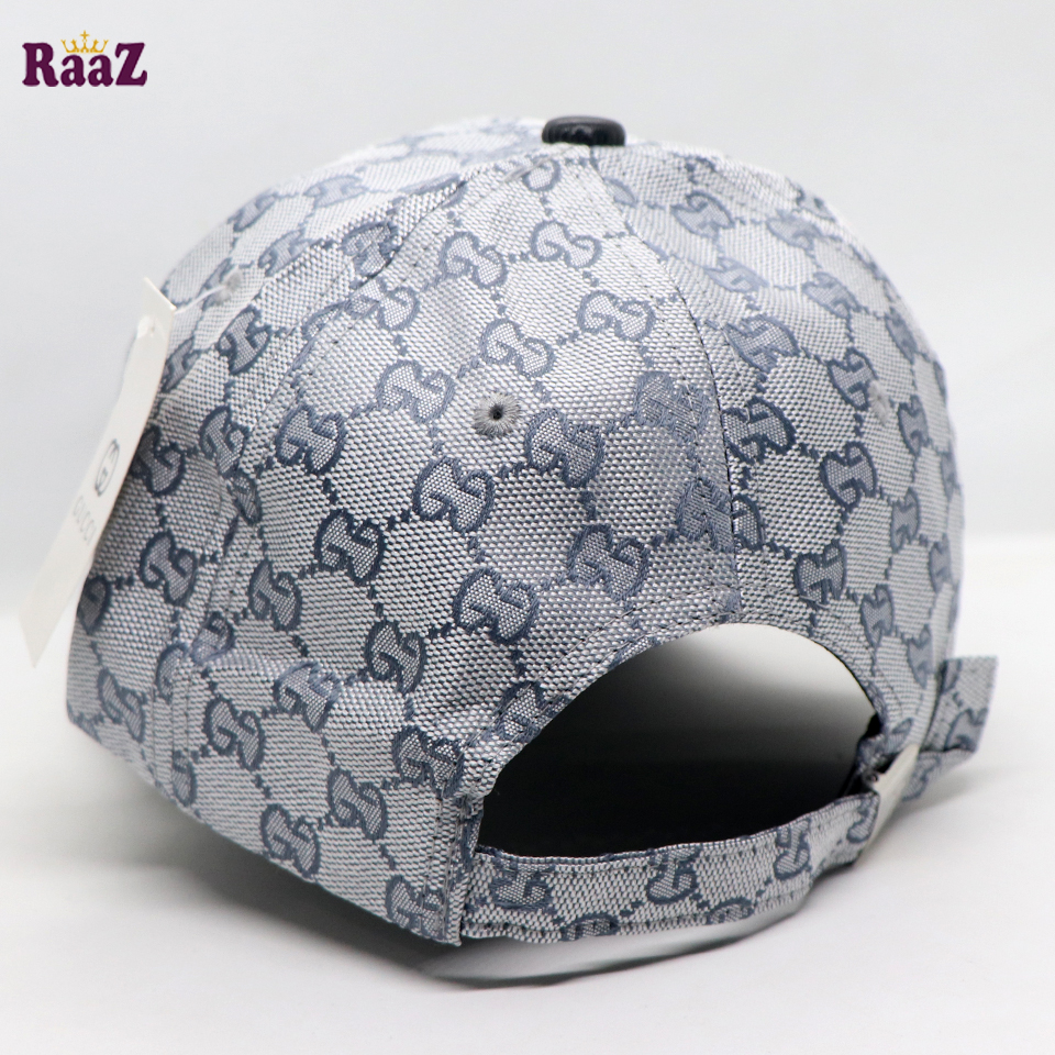 Picture of Silver Black GG Metal Logo Leather Imported Curved Visor Cap