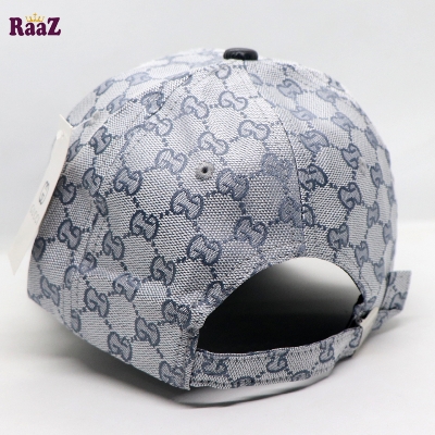 Picture of Silver Black GG Metal Logo Leather Imported Curved Visor Cap