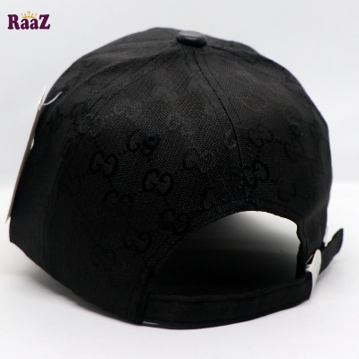 Picture of Black GG Metal Logo Leather Imported Curved Visor Cap