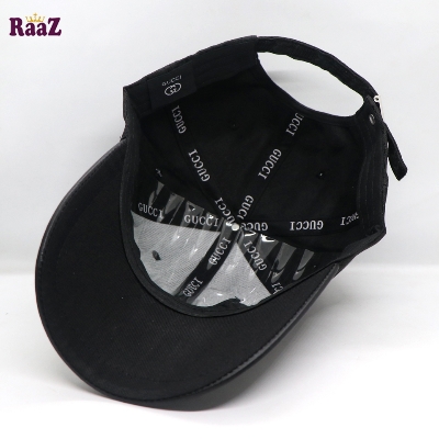 Picture of Black GG Metal Logo Leather Imported Curved Visor Cap