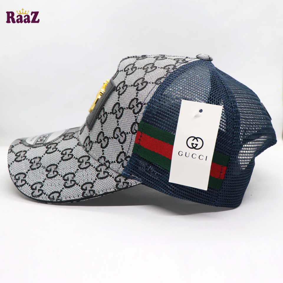 Picture of Silver Navy Blue half Net GG Metal Logo Premium Imported Cap