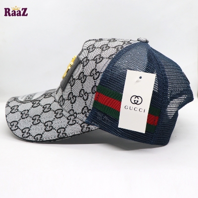 Picture of Silver Navy Blue half Net GG Metal Logo Premium Imported Cap