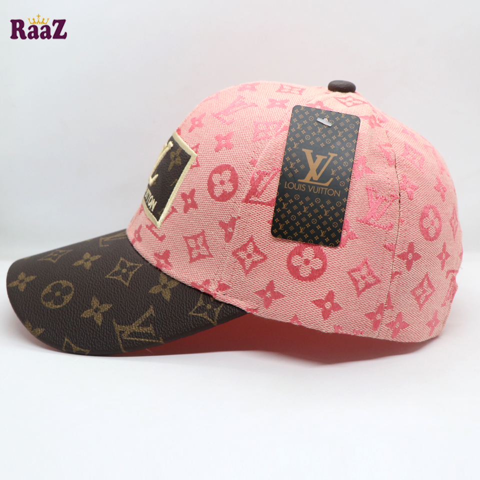Picture of Pink Coffee Leather Dual Tone Imported Curved Visor Cap