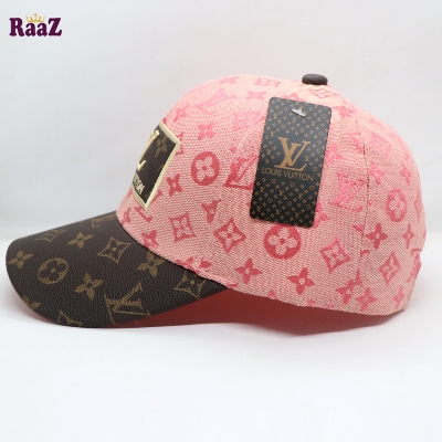 Picture of Pink Coffee Leather Dual Tone Imported Curved Visor Cap